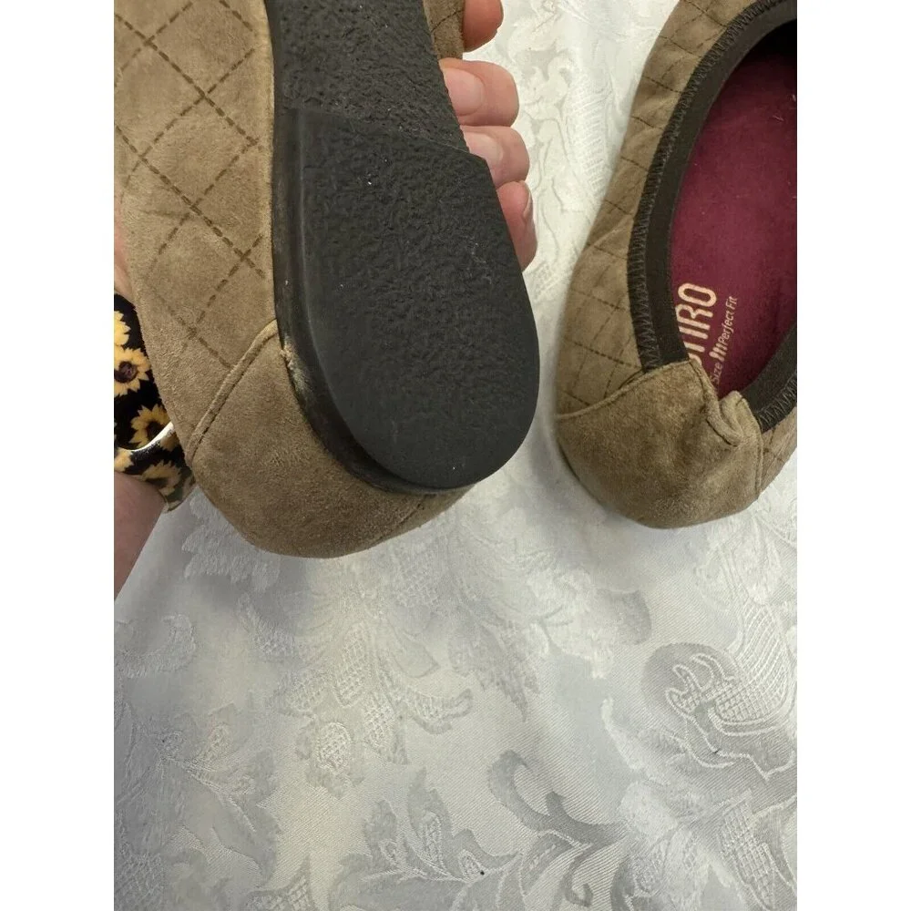 Munro Size 9M Brown Quilted Ballet Flats‎ Comfort Shoes